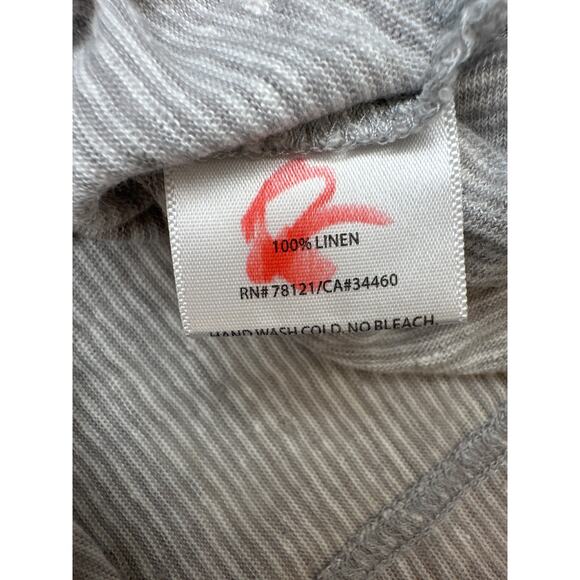 Eileen Fisher Women’s Top SZMedium Gray Striped Boxy Linen Dolman Sleeve - Picture 6 of 7